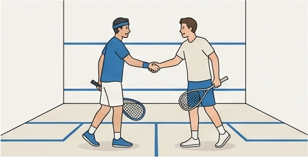 Illustration d'un match amical de squash